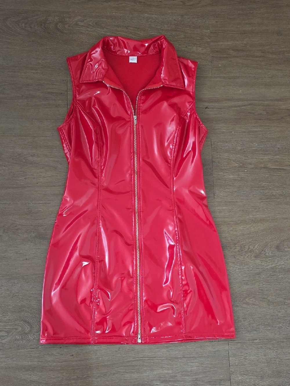 Shiny Red Zip-Up Dress